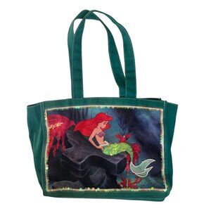 Vintage Disney The Little Mermaid Ariel Canvas Tote Bag Bookbag Sequins Beaded